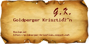 Goldperger Krisztián névjegykártya